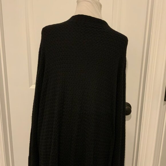 Eileen Fisher Woman Black Waffle Knit Wool Blend Long Cardigan Sweater 2X - Picture 7 of 13